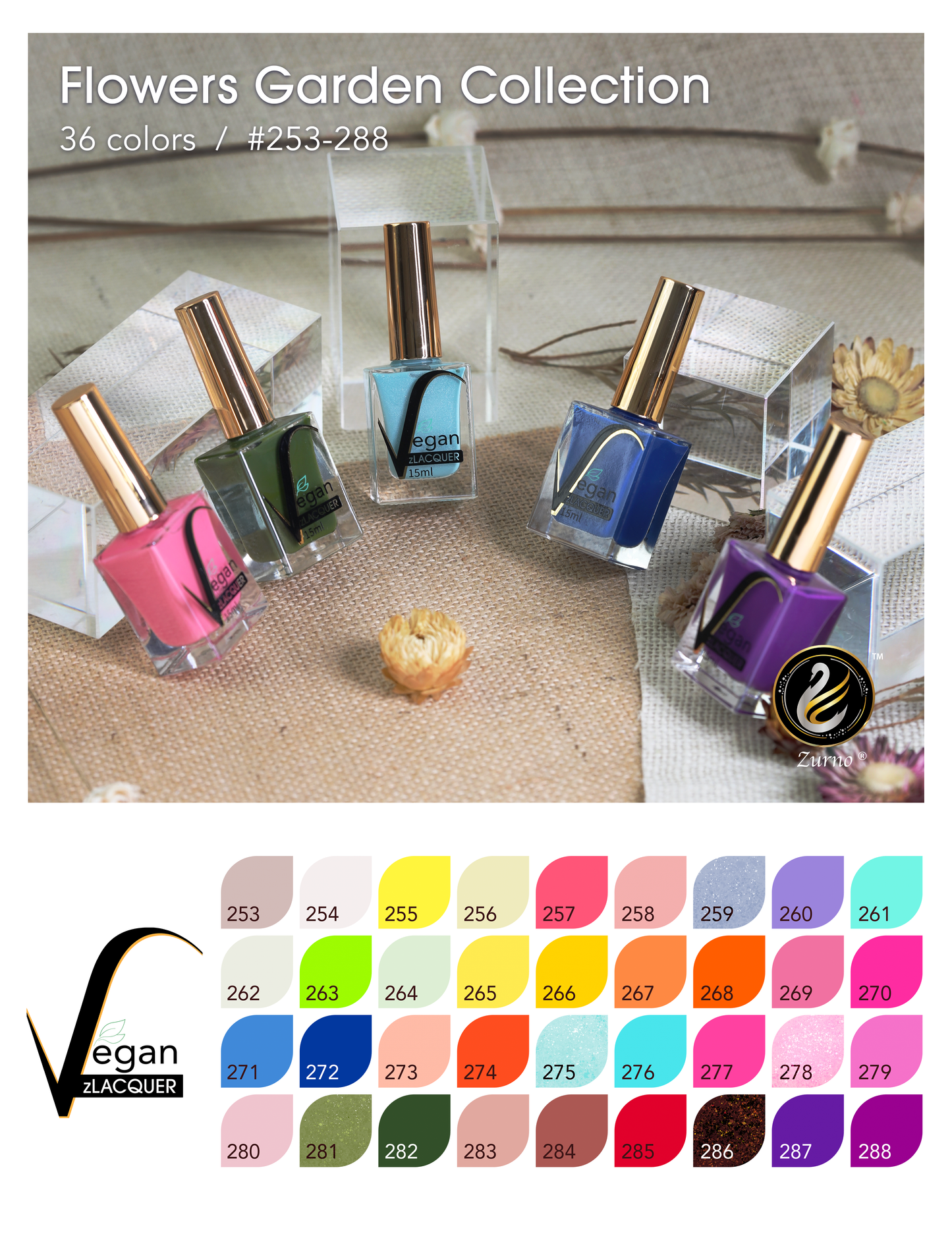 zLacquer |  #253 - #288 Flowers Garden Collection - 36 Colors