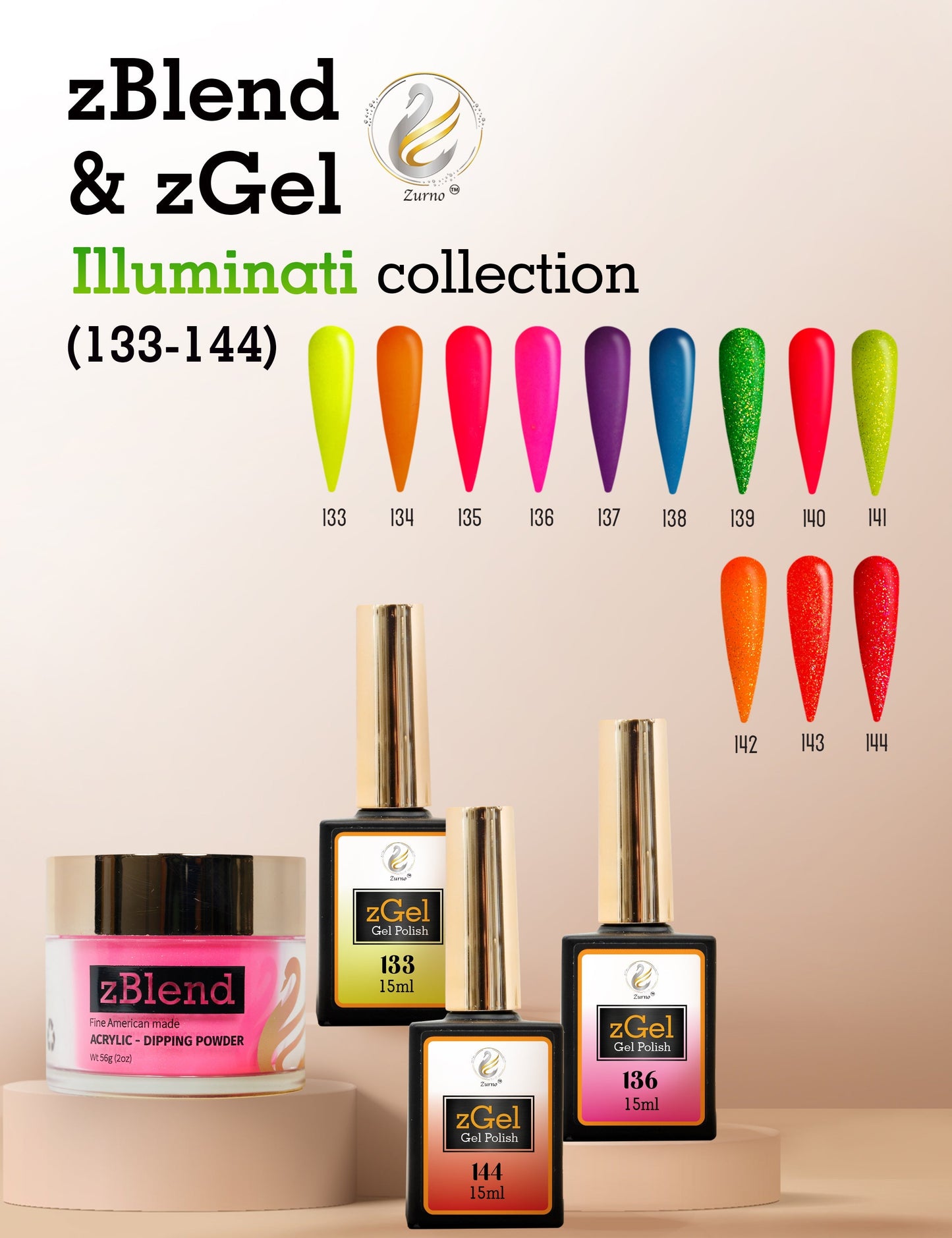 zBlend OR zGel | #133 - #144 Illuminati Collection - 12 Colors