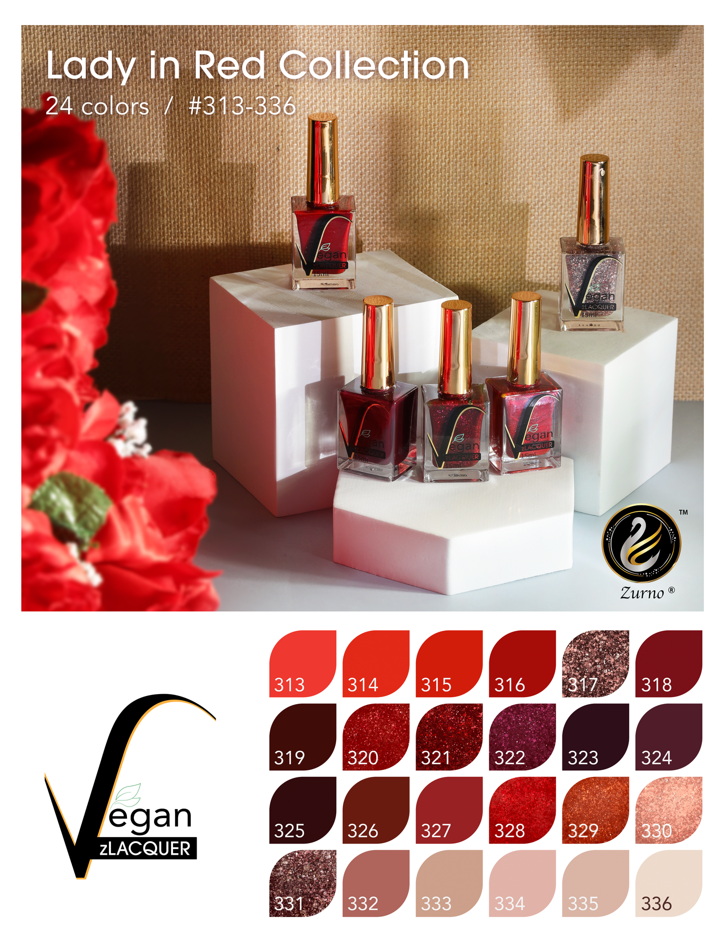 zBlend - zGel - zLacquer | #313 - #336 Lady in Red Collection - 24 Colors