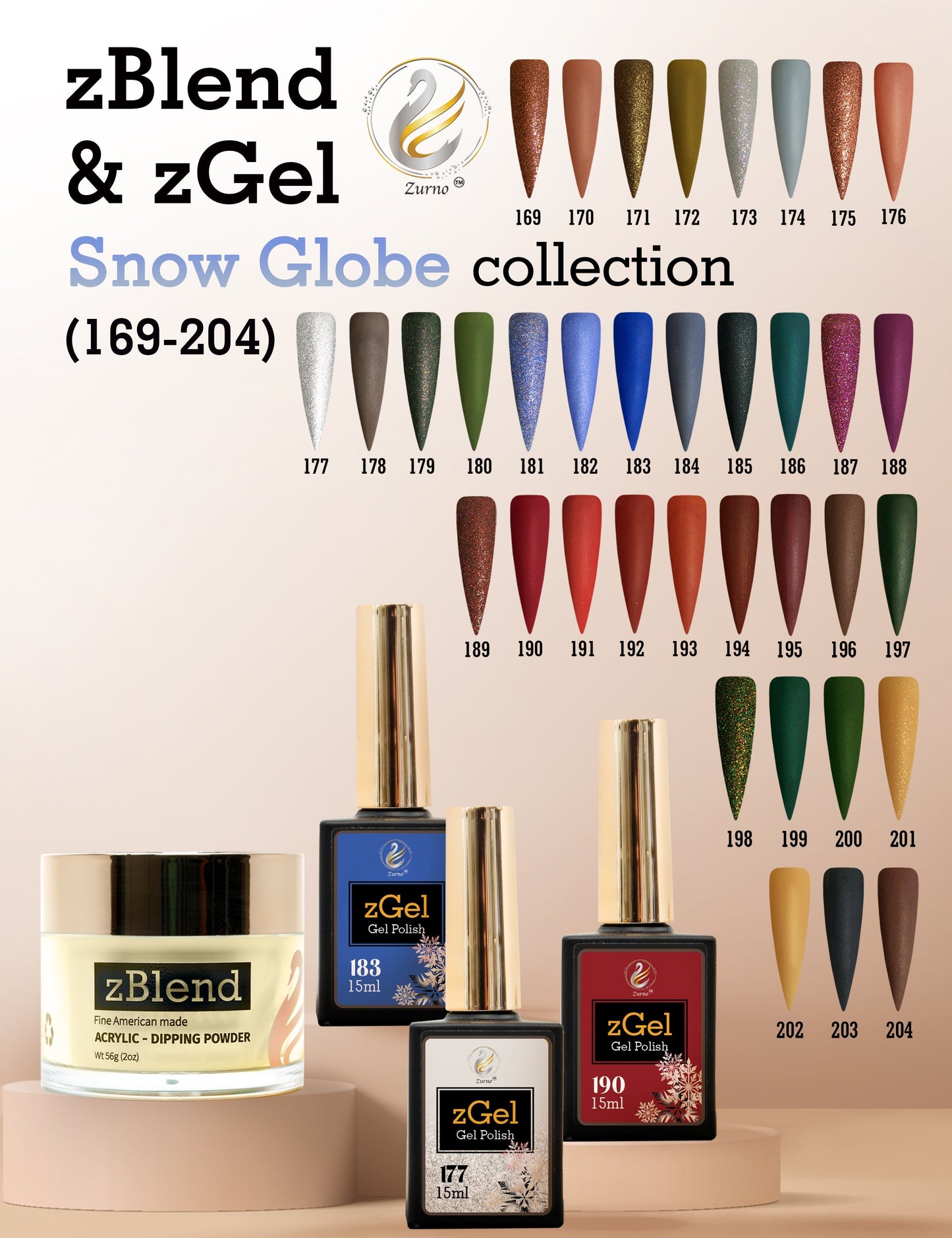 zBlend OR zGel | #169 - #204 Snow Globe Collection - 36 Colors