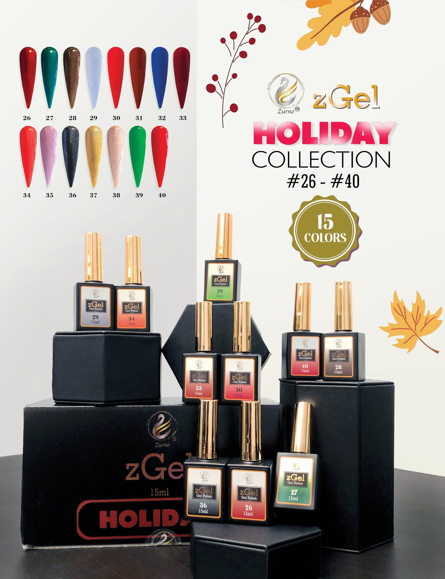 zBlend OR zGel | #026 - #040 Holiday Collection - 15 Colors