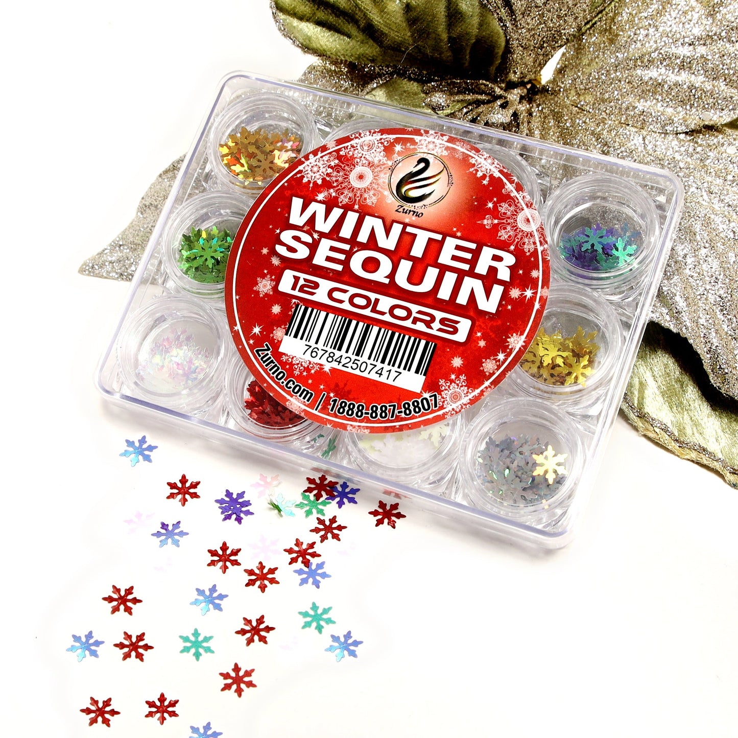 Nail Art Winter & Snow Sequin - 12 Colors/Box