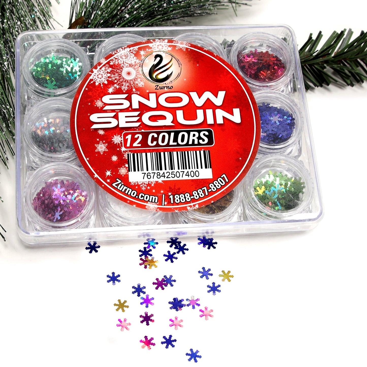 Nail Art Winter & Snow Sequin - 12 Colors/Box