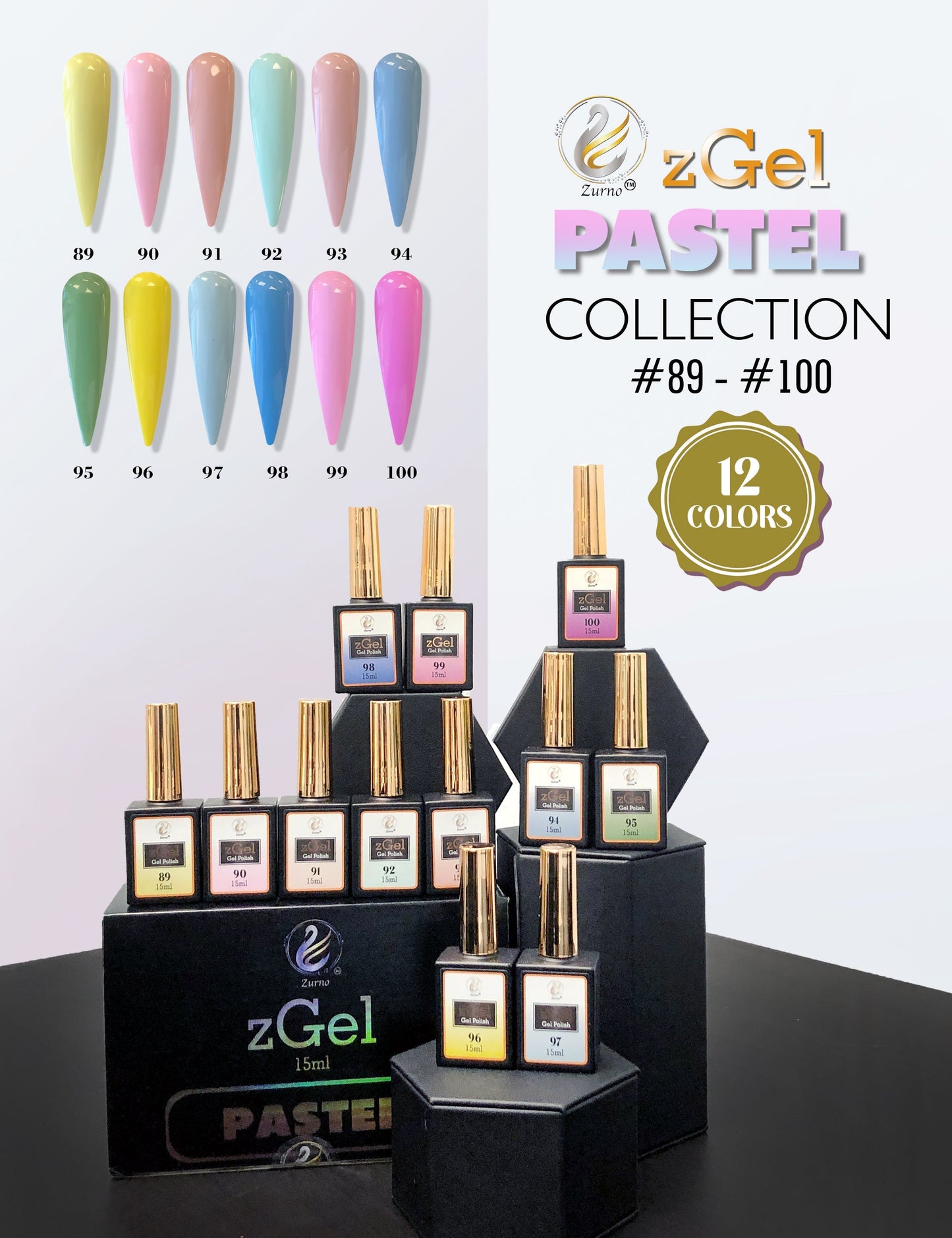 zBlend OR zGel | #089 - #100 Pastel Collection - 12 Colors
