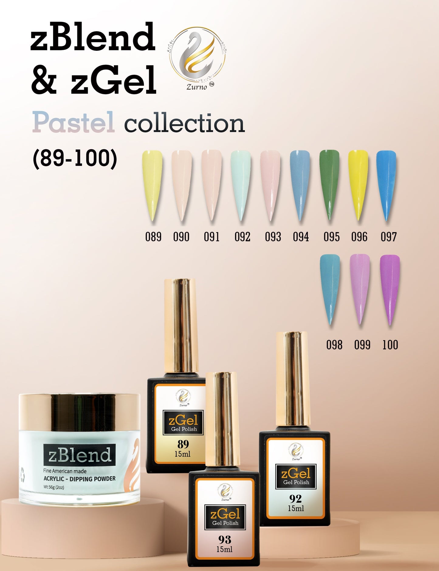 zBlend OR zGel | #089 - #100 Pastel Collection - 12 Colors