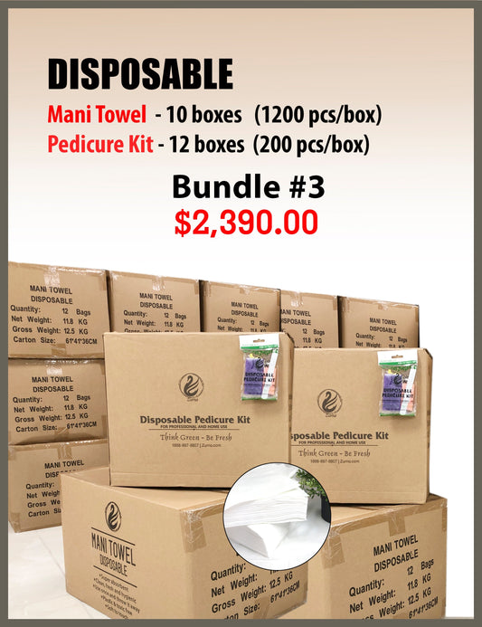 DISPOSABLE Bundle # 3 - Mani Towel, Pedicure Kit
