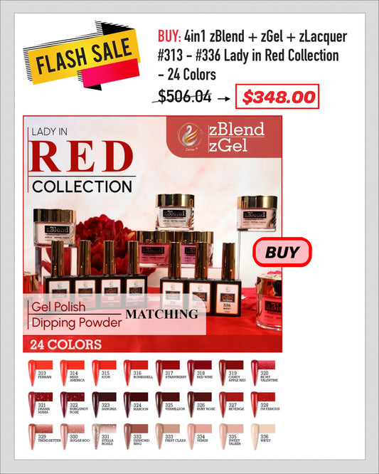 zBlend - zGel - zLacquer | #313 - #336 Lady in Red Collection - 24 Colors
