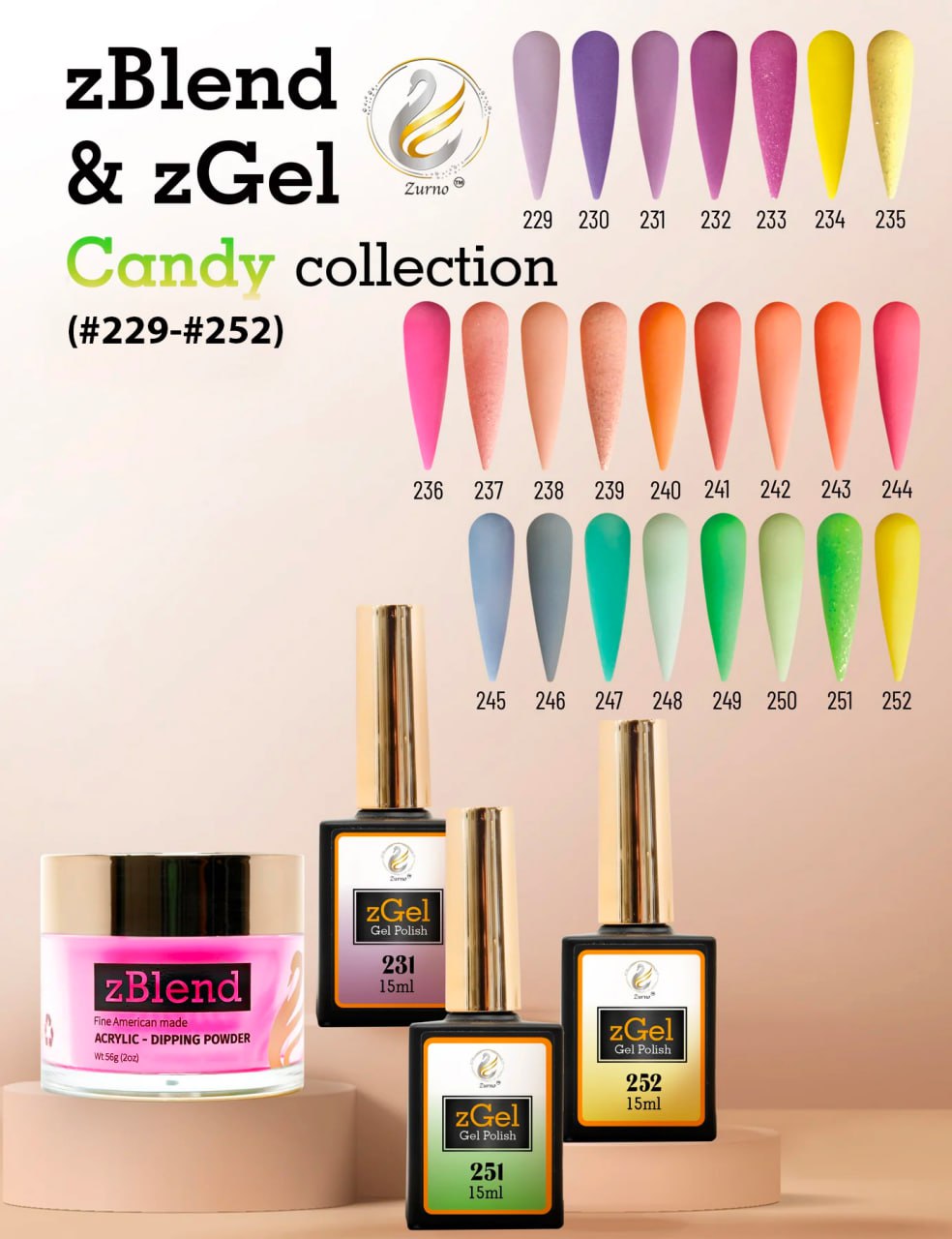 zBlend OR zGel | #229 - #252 Candy Collection - 24 Colors