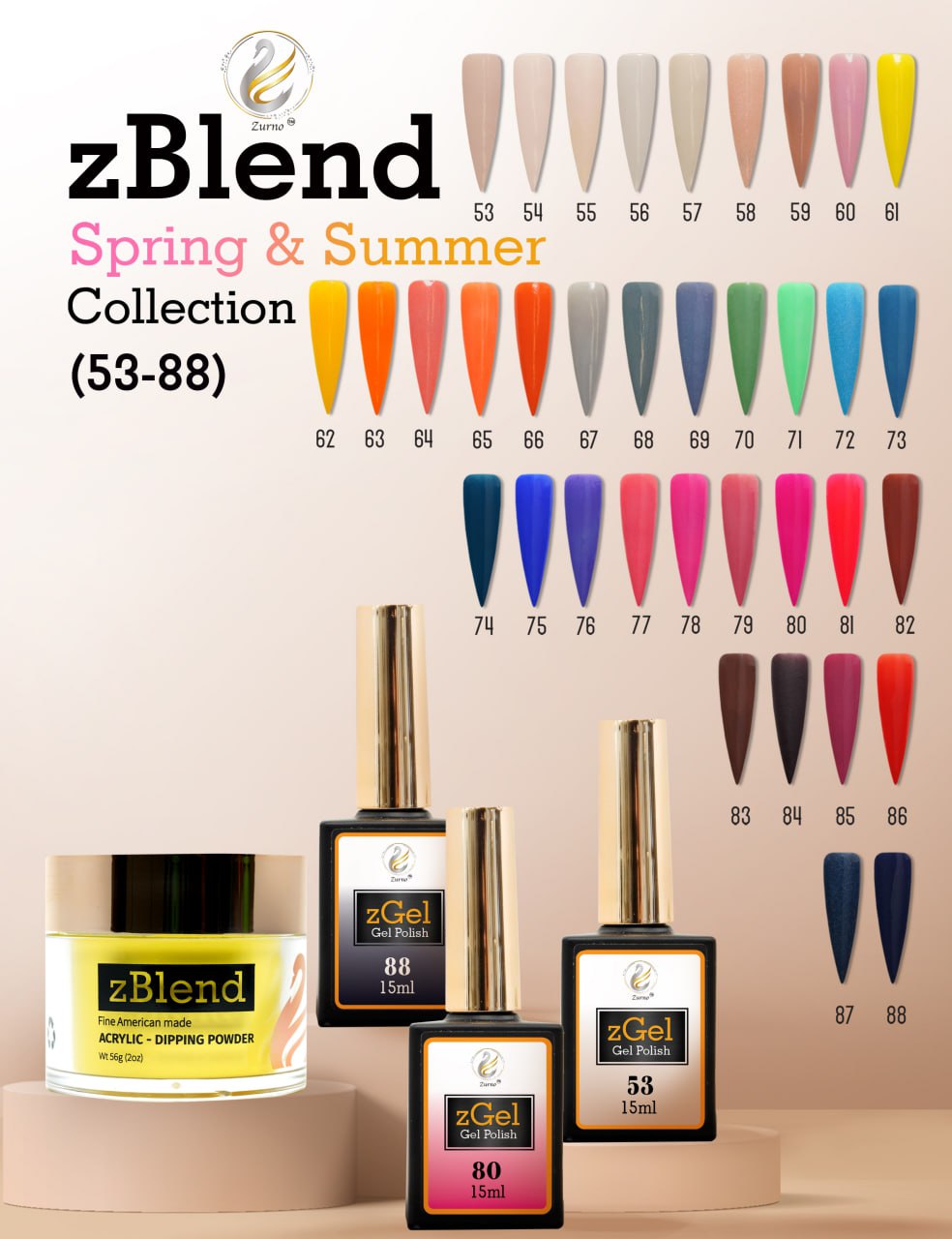 zBlend OR zGel | #053 - #088 Spring & Summer Collection - 36 Colors