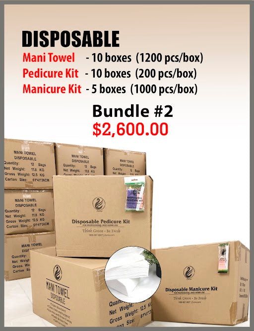 DISPOSABLE Bundle # 2 - ManiTowel, Pedicure Kit, Manicure Kit