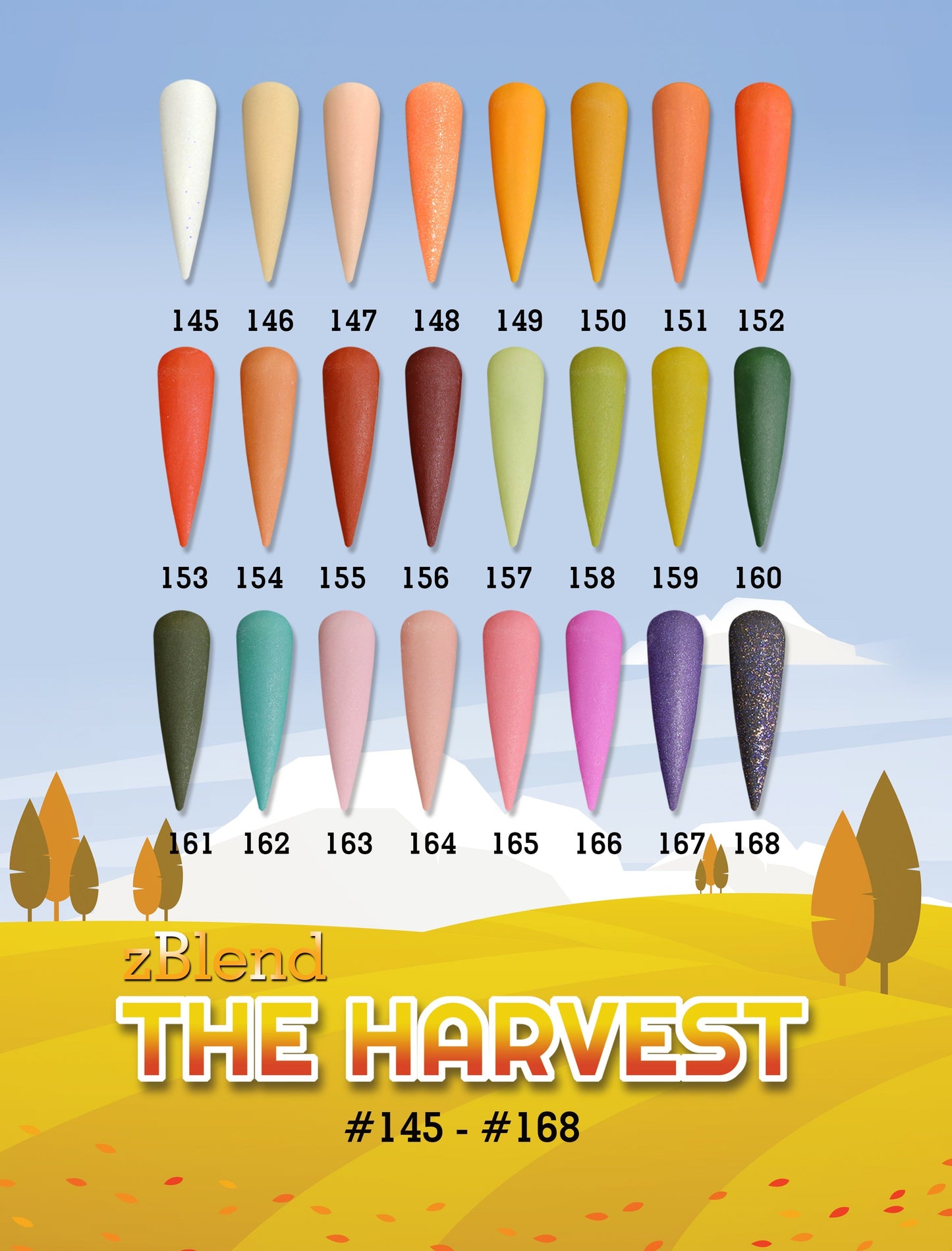 zBlend OR zGel | #145 - #168 The Harvest Collection - 24 Colors